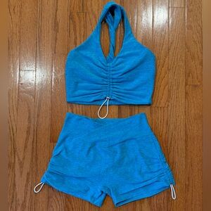 Bombshell Sportswear Blue Halter Top and Shorts Set